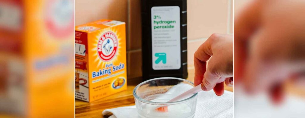 Hydrogen peroxide and baking soda cleaning ingredients